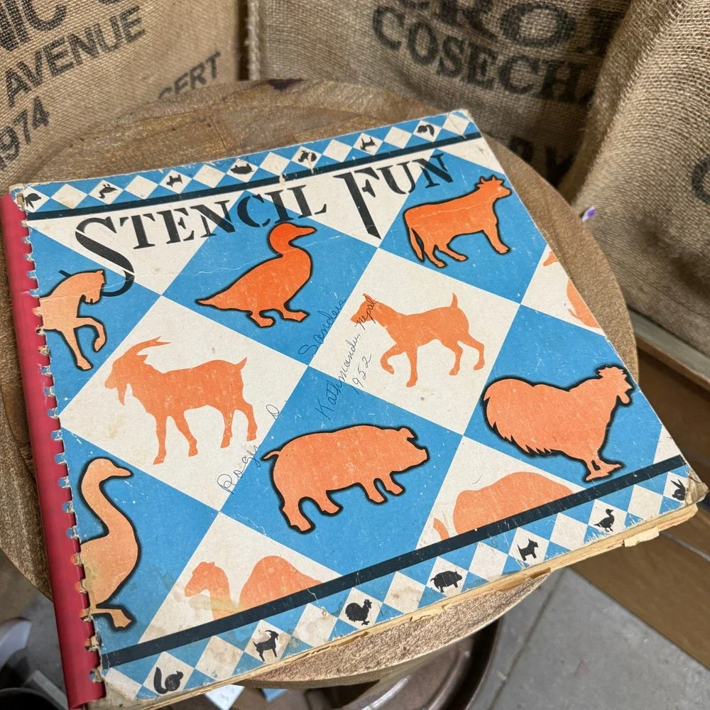 Vintage Stencil Fun Activity Book Kids OS Blue Fair 1950s Animal Scottie Dog